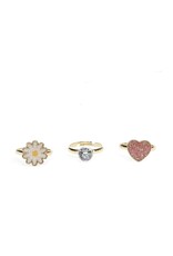 Rex London Glitterringen (set van 3) - Hart & bloem