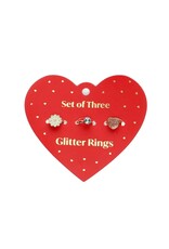Rex London Glitterringen (set van 3) - Hart & bloem