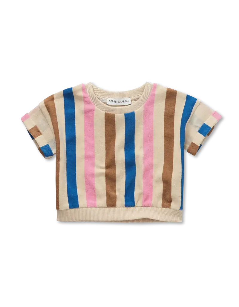 Sproet & Sprout Cropped sweatshirt stripes Sesame