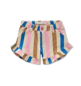 Sproet & Sprout Ruffle short multi colour stripe Sesame