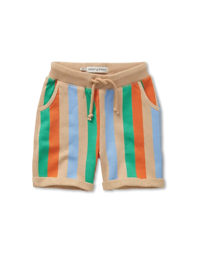 Sproet & Sprout Sweat shorts multi colour stripes  Sand