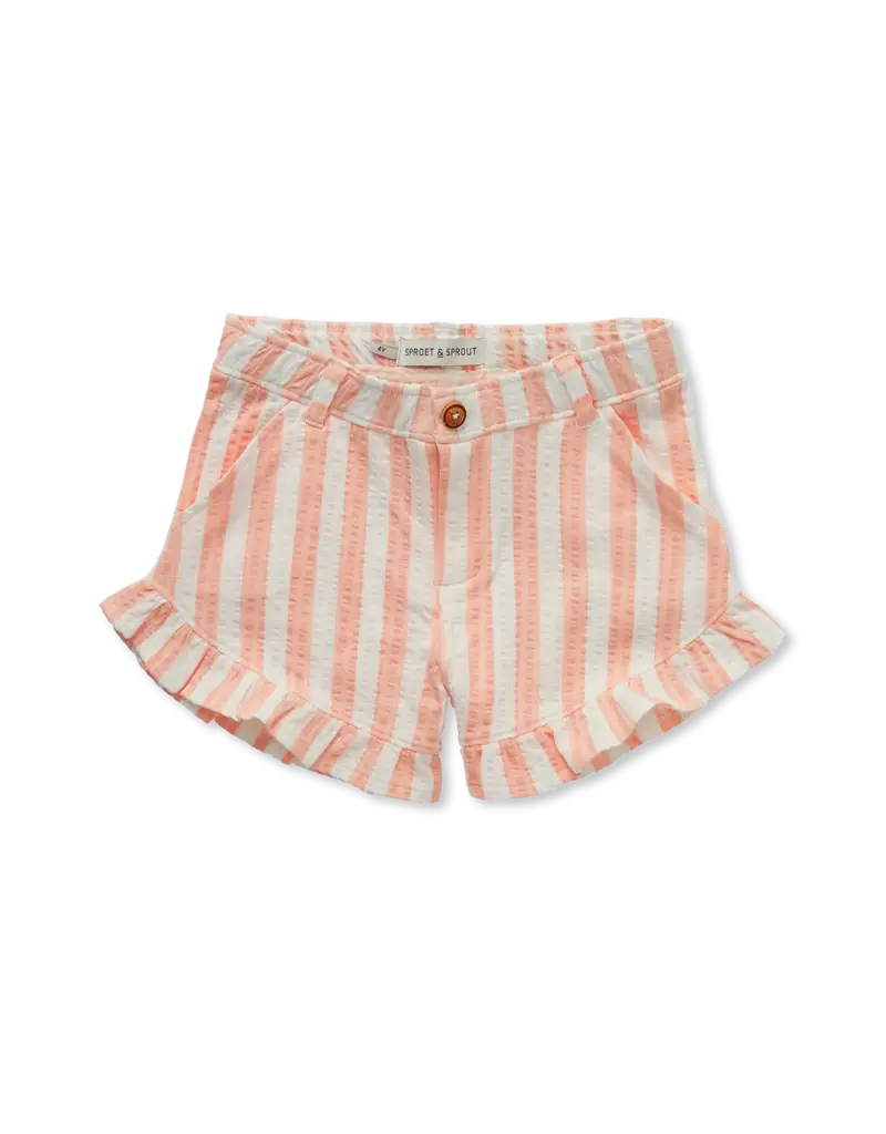 Sproet & Sprout Ruffle short small stripe Off White