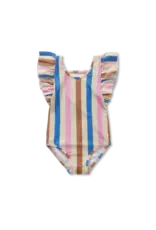 Sproet & Sprout Swimsuit ruffles multi stripes Sesame