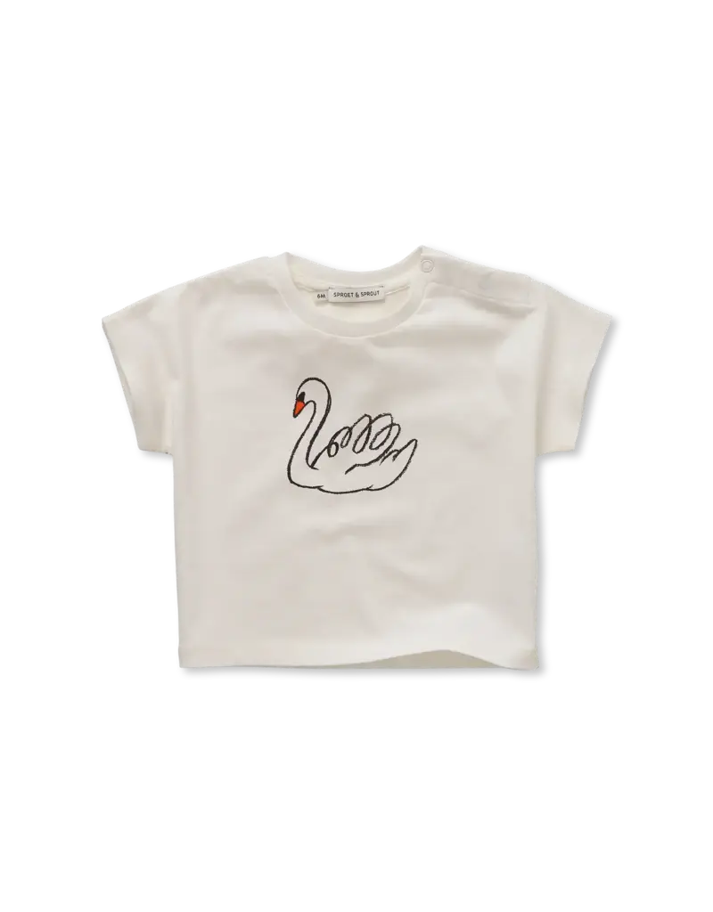 Sproet & Sprout Baby T-shirt swan Off White