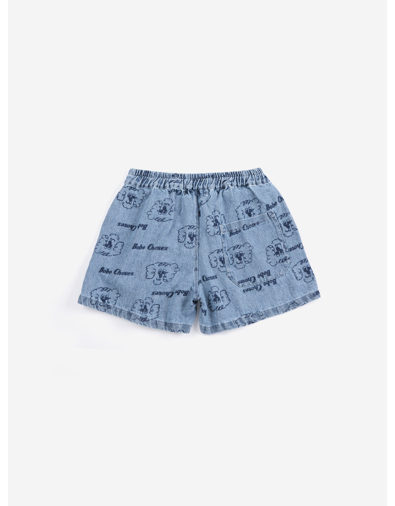 Bobo Choses Pickles The Dog all over Denim Short Kids
