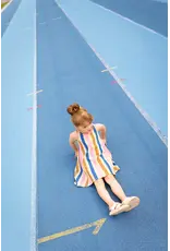 Sproet & Sprout Loose dress striped Sesame