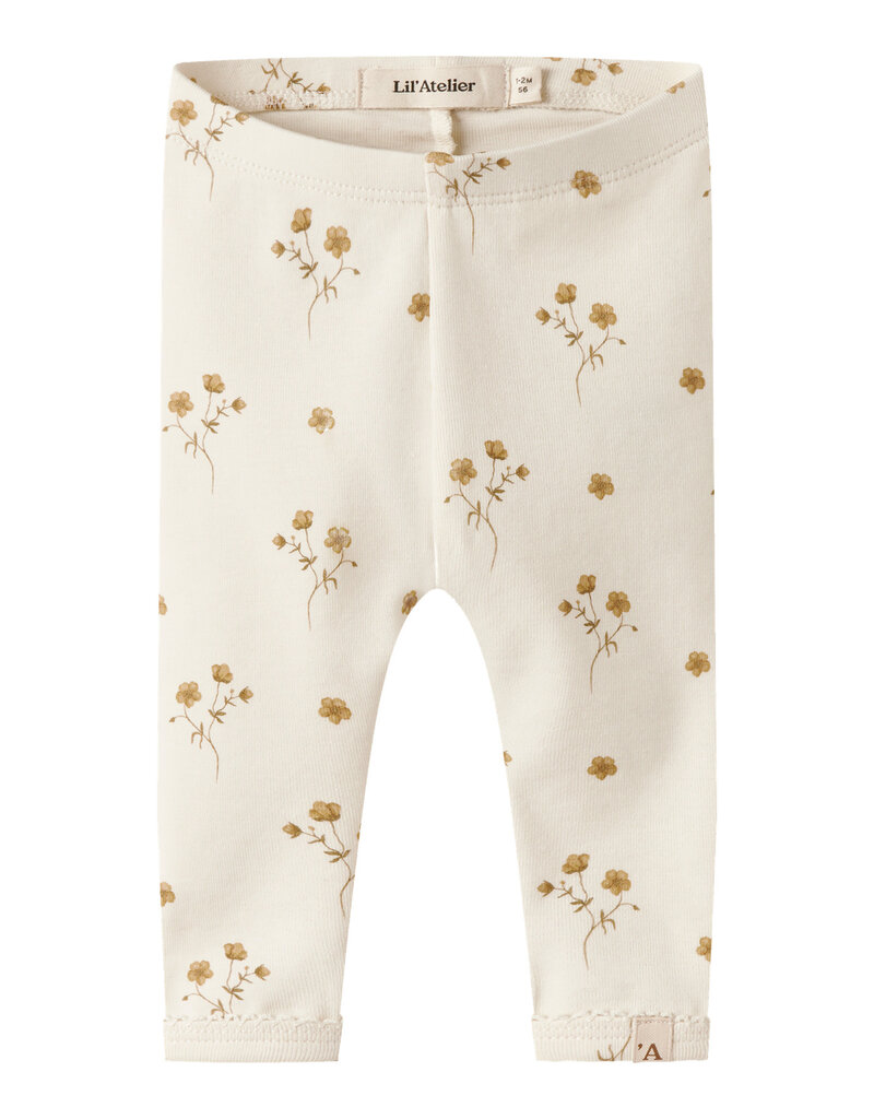 Lil' Atelier Layo Sin Slim Leggings Coconut Milk Flower Yellow