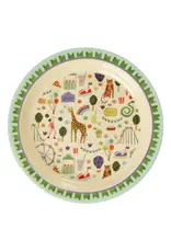Rice Melamine Kids Lunch Plate with Mint Fun Fair Print