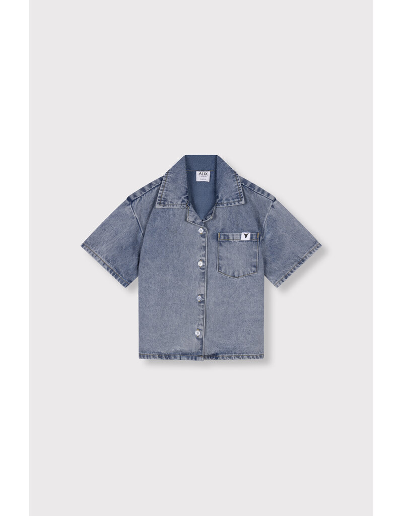 Alix the Label Kids Woven Short Sleeve Denim Blouse