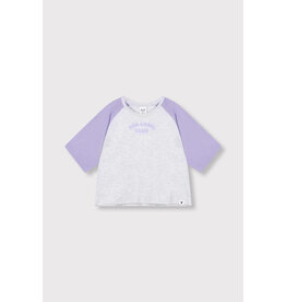 Alix the Label Kids Knitted Contrast Raglan T-Shirt Light Grey Melange