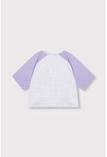 Alix the Label Kids Knitted Contrast Raglan T-Shirt Light Grey Melange