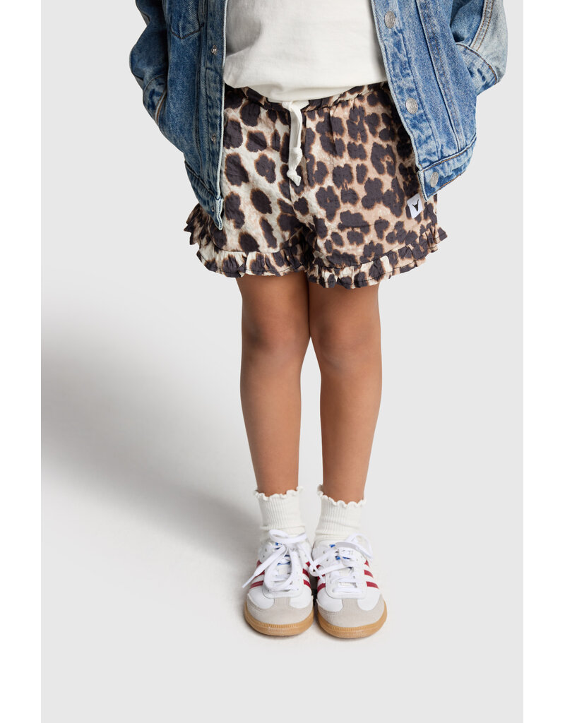 Alix the Label Woven Animal Shorts With Ruffles Animal