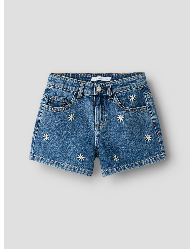 name it Bella Denim Shorts Medium Blue Daisy Kids