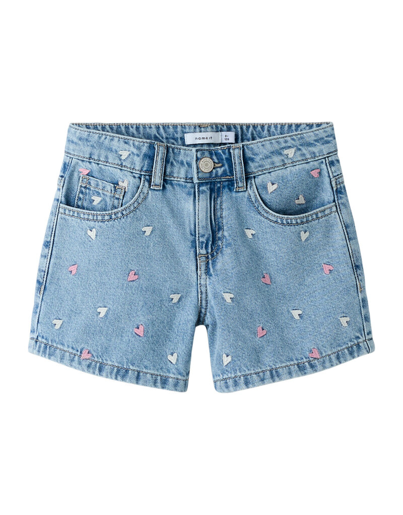 name it Bella Denim Shorts Multi Heart Mini