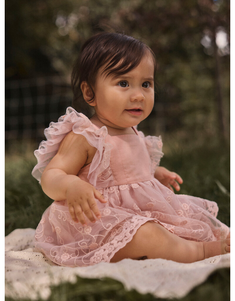 Lil' Atelier Feya Tulle Body Dress Peach Whip