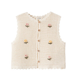 Lil' Atelier Flora Knit Vest Coconut Milk