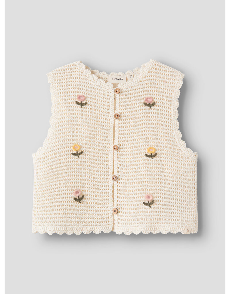 Lil' Atelier Flora Knit Vest Coconut Milk