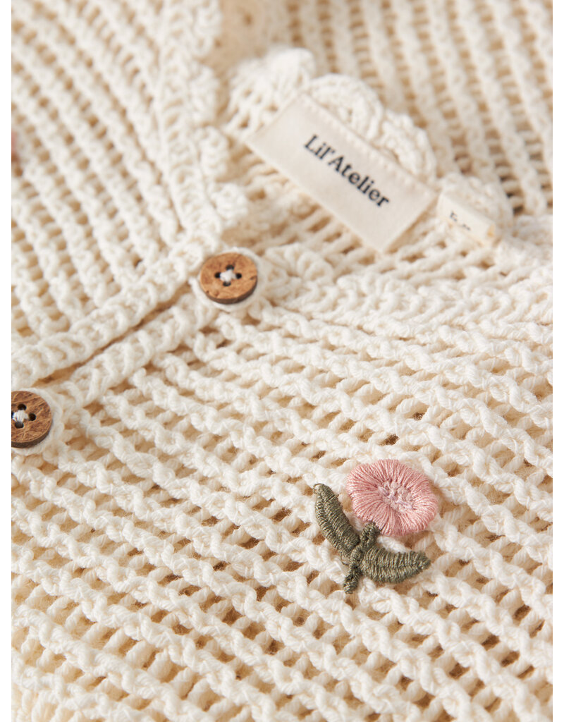 Lil' Atelier Flora Knit Vest Coconut Milk