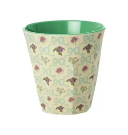 Rice Melamine Cup with Bow and Bouquet Print