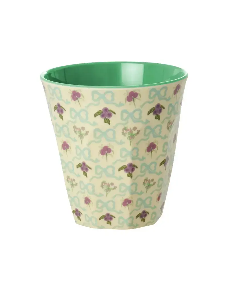 Rice Melamine Cup with Bow and Bouquet Print