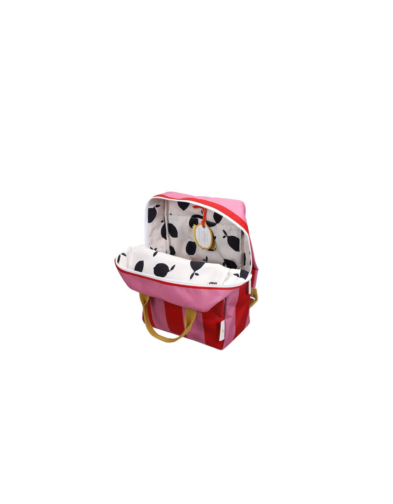 Sticky Lemon Backpack Medium Lemon Tree Stripes Red Apple Rosebay Pink