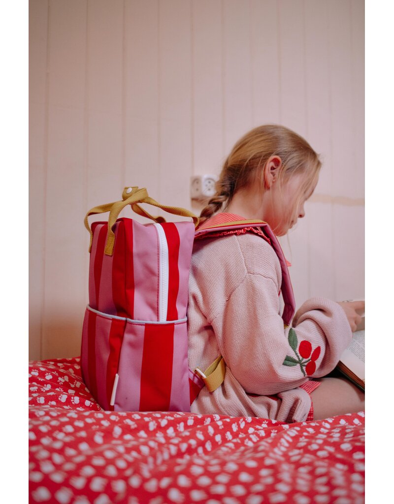 Sticky Lemon Backpack Medium Lemon Tree Stripes Red Apple Rosebay Pink