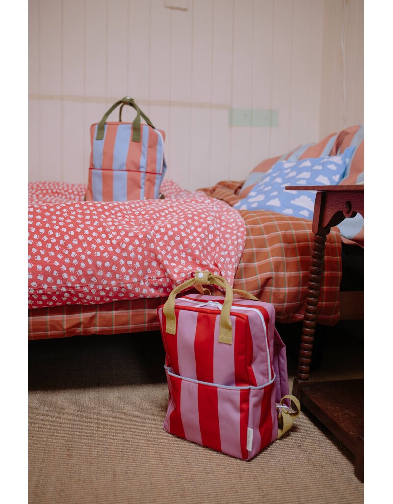 Sticky Lemon Backpack Medium Lemon Tree Stripes Red Apple Rosebay Pink