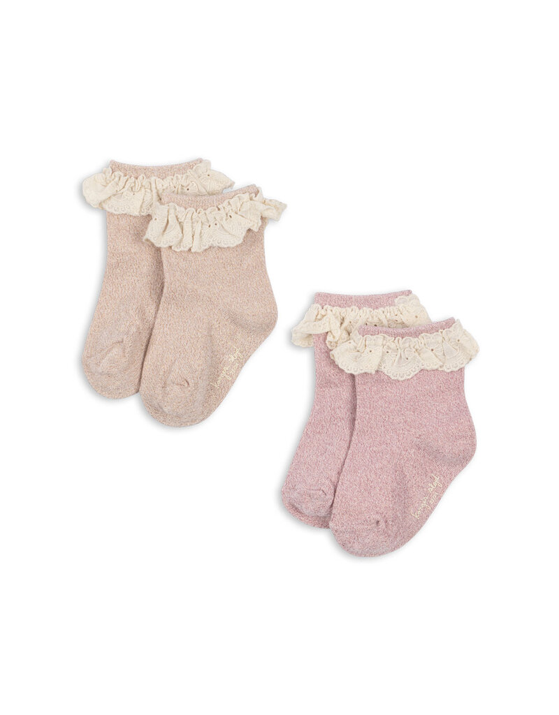 Konges Sløjd 2Pack Glitter Frill Socks Rosette
