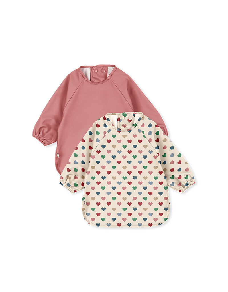 Konges Sløjd 2 Pack Dinner Bib Coeur Colore Faded Rose