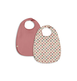 Konges Sløjd 2 Pack Dinner Bib Coeur Colore Faded Rose