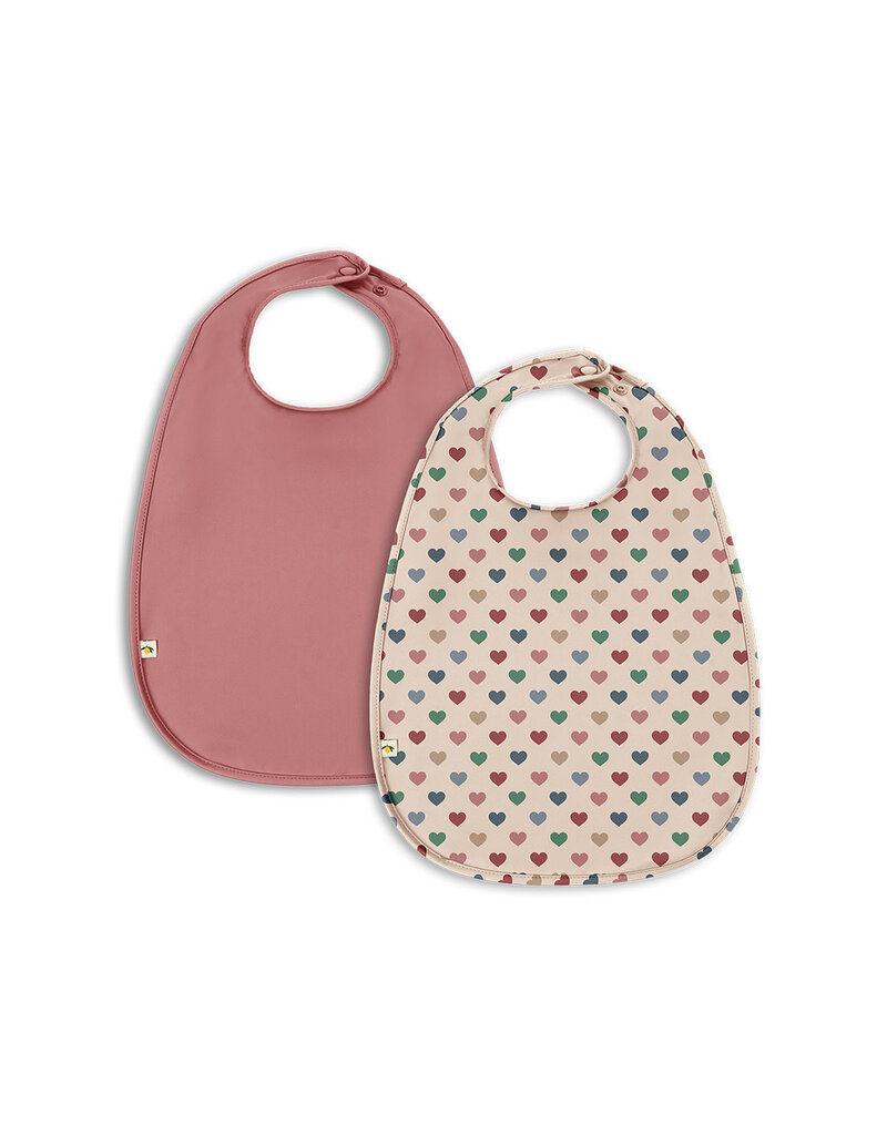 Konges Sløjd 2 Pack Dinner Bib Coeur Colore Faded Rose