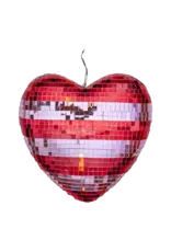 Rice Disco Ball in Heart Shape with Red and Pink Stripes