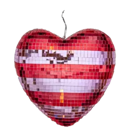 Rice Disco Ball in Heart Shape with Red and Pink Stripes