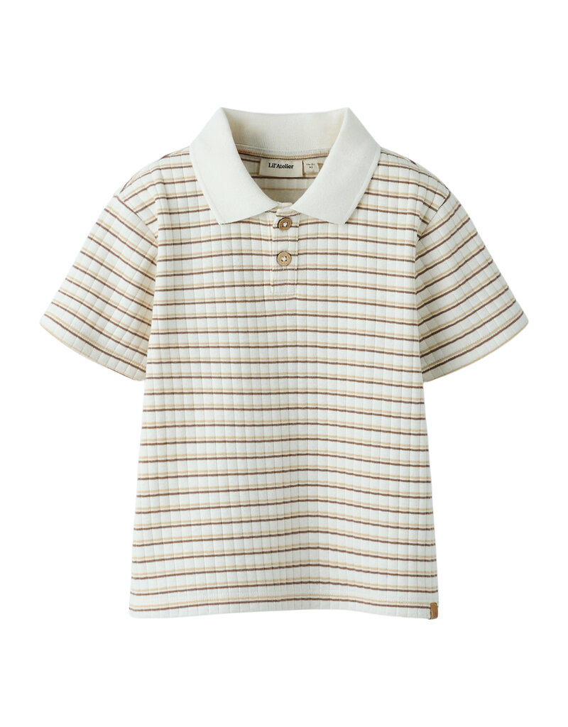 Lil' Atelier Haldur Loose Polo Coconut Milk Coca Mocha