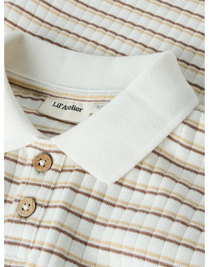 Lil' Atelier Haldur Loose Polo Coconut Milk Coca Mocha