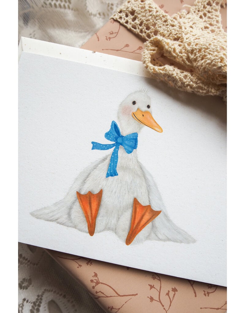 Getekenddoorzusje Dubbele Kaart Kleine Gans Blauw