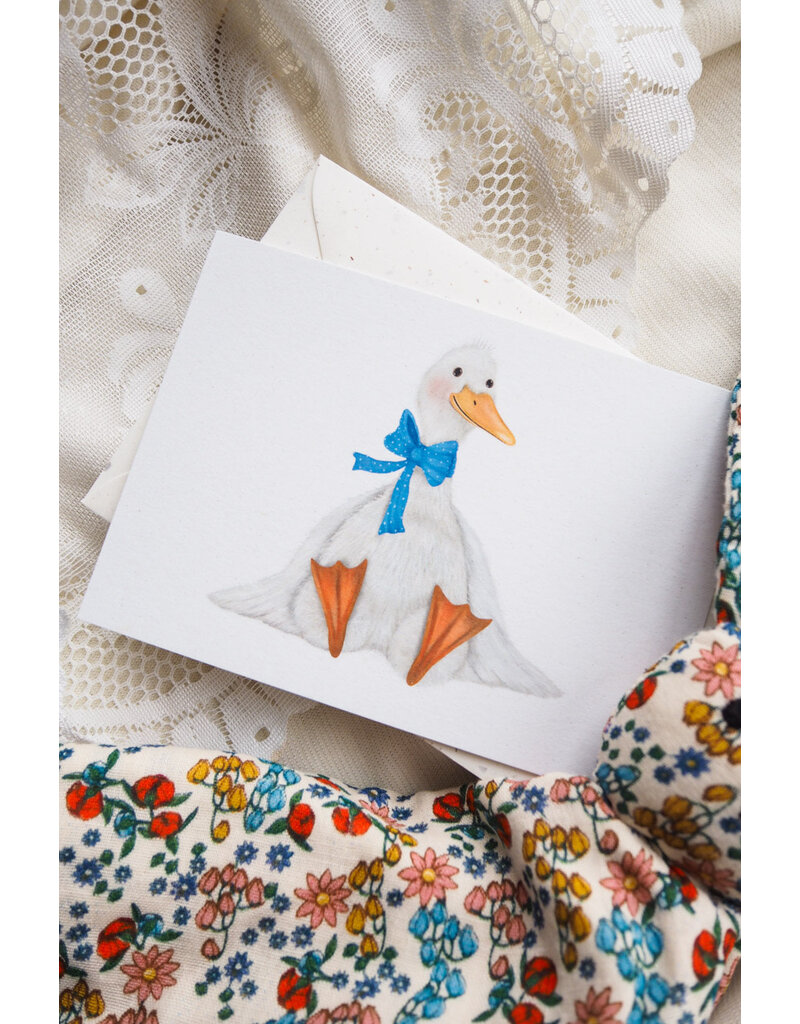 Getekenddoorzusje Dubbele Kaart Kleine Gans Blauw