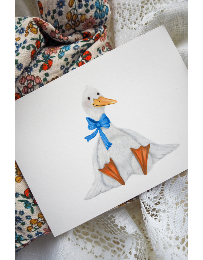 Getekenddoorzusje Dubbele Kaart Kleine Gans Blauw