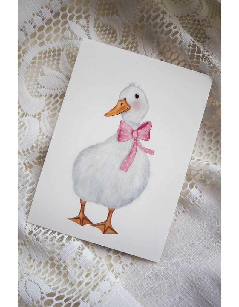 Getekenddoorzusje Dubbele Kaart Kleine Gans Roze