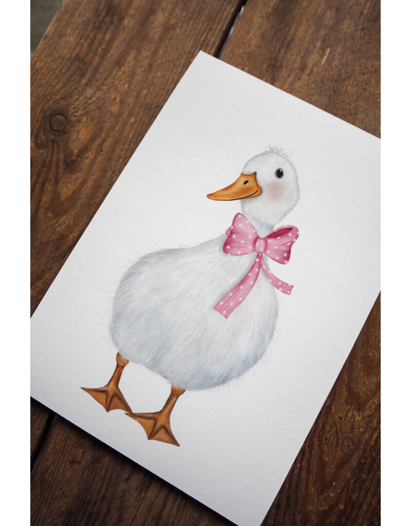 Getekenddoorzusje Dubbele Kaart Kleine Gans Roze