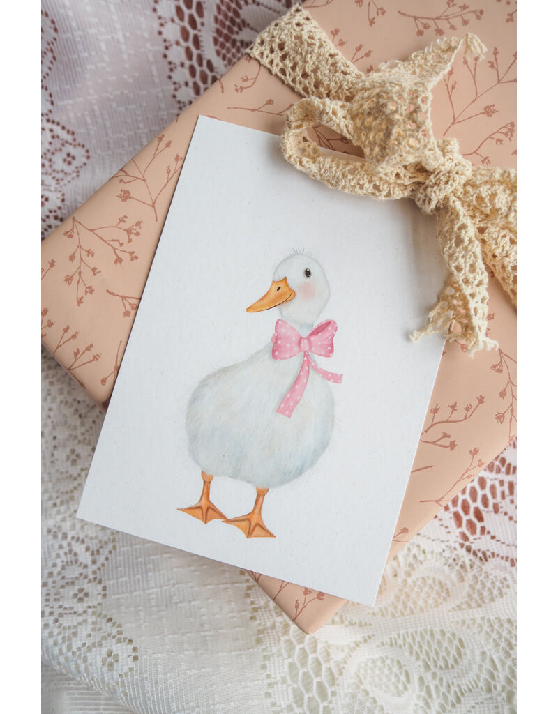 Getekenddoorzusje Dubbele Kaart Kleine Gans Roze