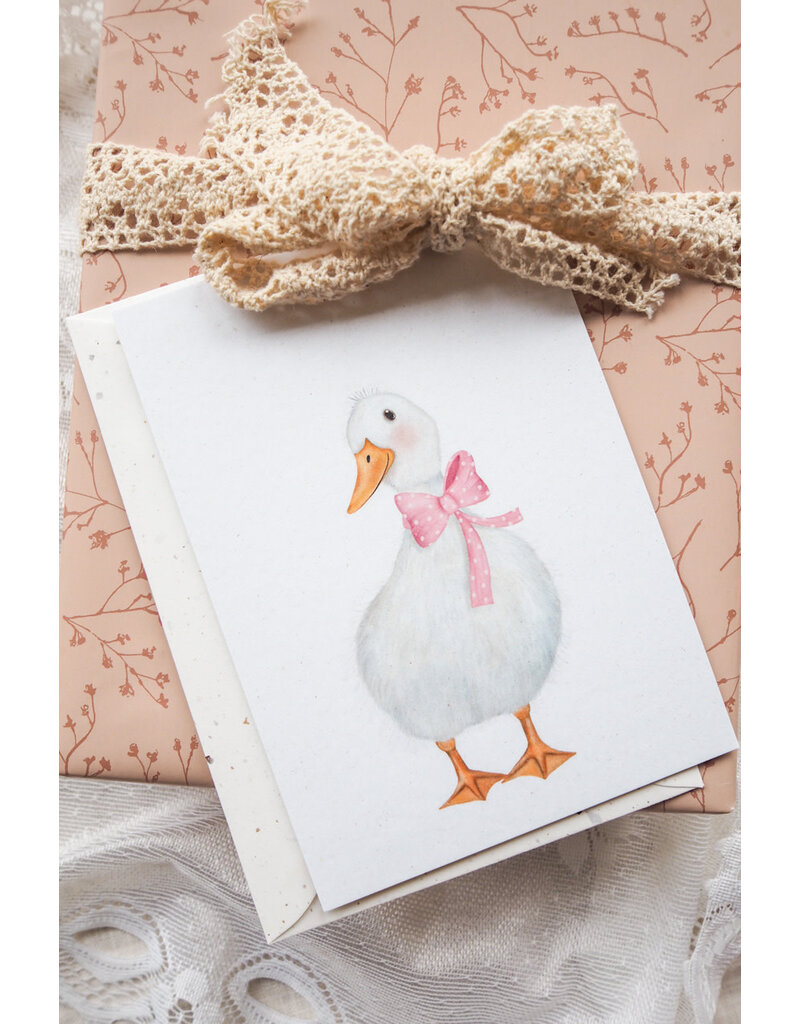 Getekenddoorzusje Dubbele Kaart Kleine Gans Roze