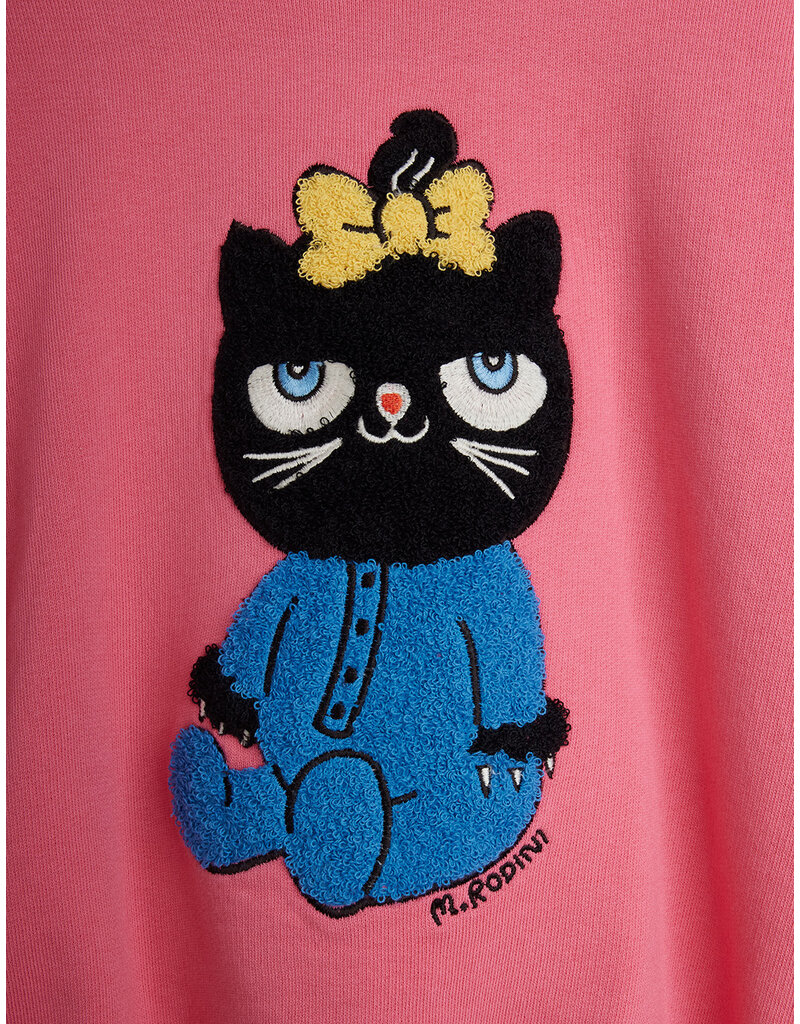 Mini Rodini Cat chenille sweatshirt Pink
