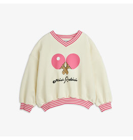 Mini Rodini Table tennis sp striped rib sweatshirt White