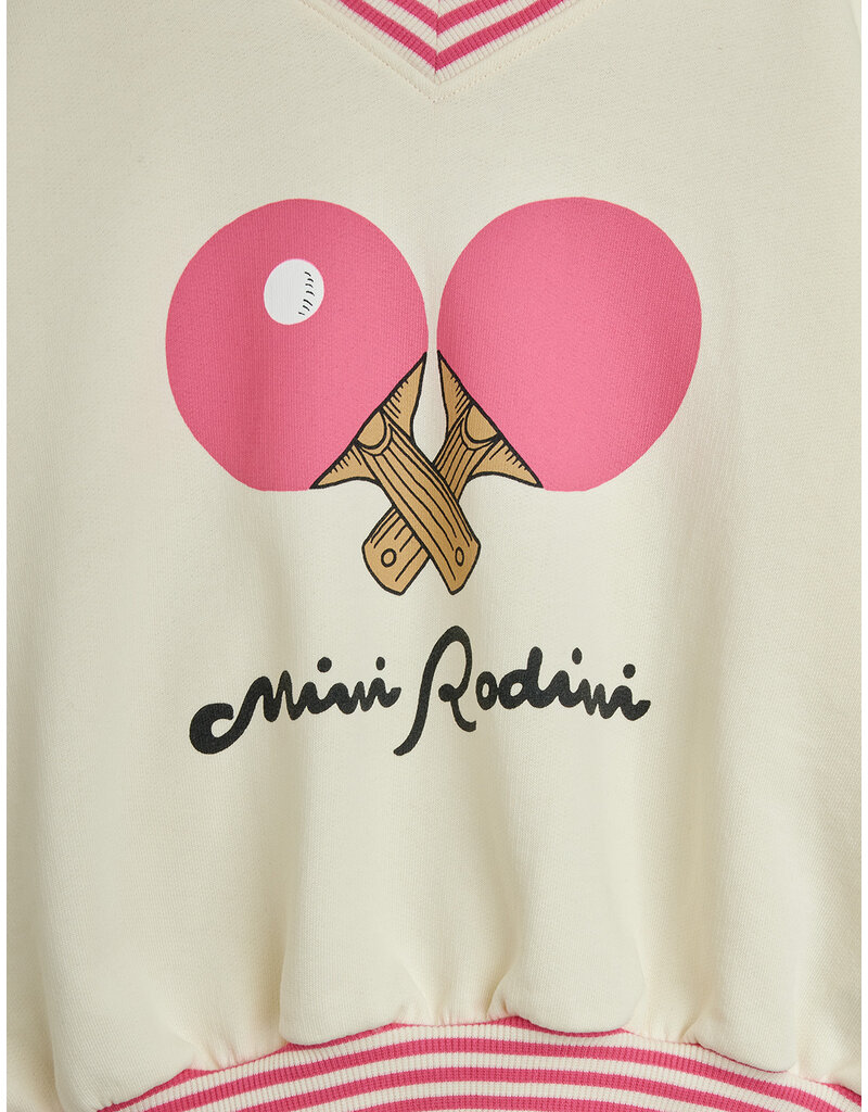 Mini Rodini Table tennis sp striped rib sweatshirt White