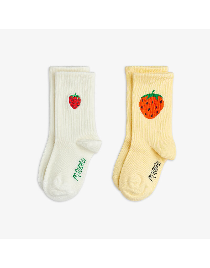 Mini Rodini Strawberry emb 2-pack socks