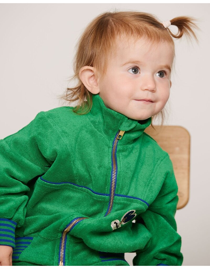 Mini Rodini Table tennis patch terry cardigan Green