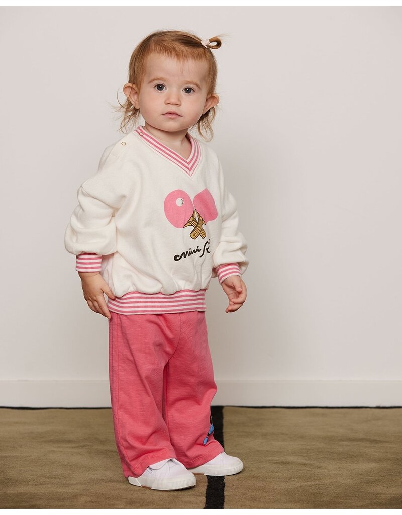 Mini Rodini Table tennis sp striped rib sweatshirt White