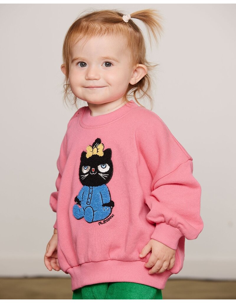 Mini Rodini Cat chenille sweatshirt Pink