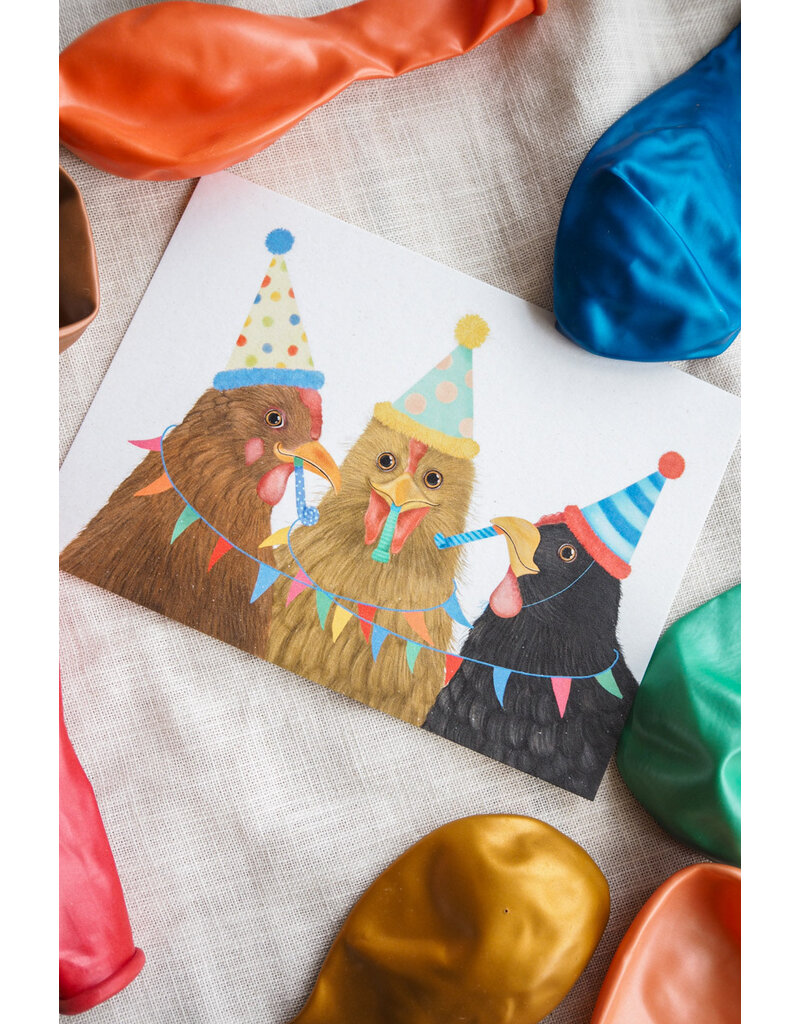 Getekenddoorzusje Dubbele Kaart Kippenfeest